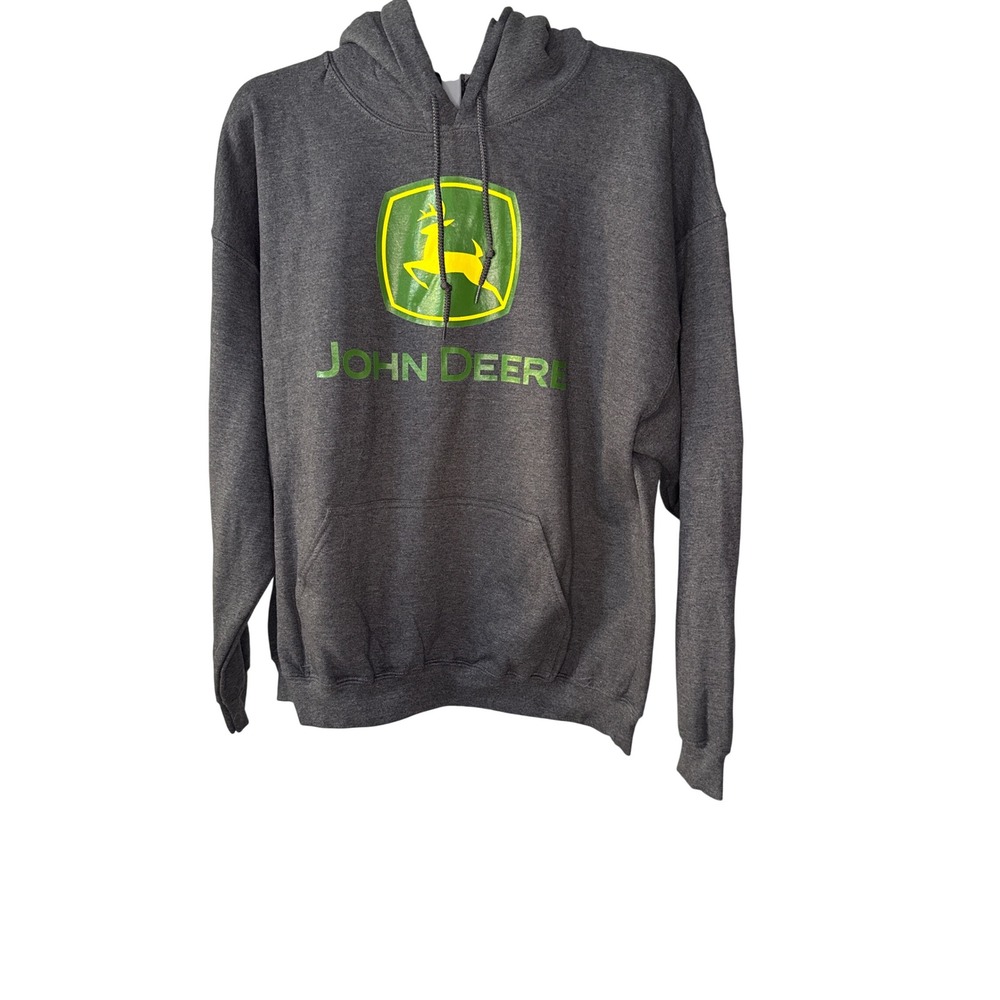John Deere Mens XL Hoodie Charcoal Gray Gildan Heavy Blend NWT Logo Sweatshirt